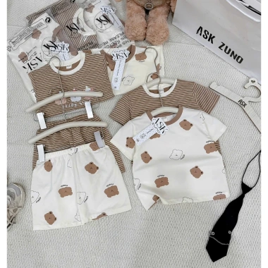 Cộc tay bé trai cotton mềm mát họa tiết đáng yêu, phong cách Hàn - Size 7-25kg 165k 8
