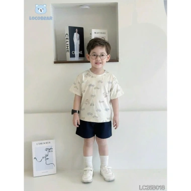 Cộc tay bé trai in hình năng động, cotton cao cấp, thoáng mát mùa hè 195k