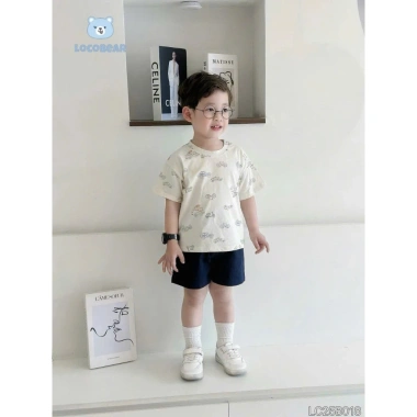 Cộc tay bé trai in hình năng động, cotton cao cấp, thoáng mát mùa hè 195k