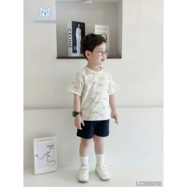 Cộc tay bé trai in hình năng động, cotton cao cấp, thoáng mát mùa hè 195k