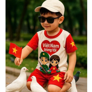 Cộc tay cờ đỏ sao vàng Tôi Yêu Việt Nam cho mẹ và bé - cotton mềm mát, new2.025, 68.400đ
