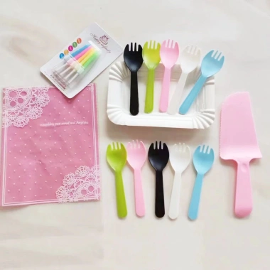 Combo 10 Bộ dao dĩa & đĩa giấy ăn bánh kem sinh nhật - Giá chỉ 37.899₫