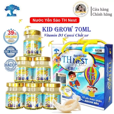 Combo 2 hộp (12 hũ) Yến sào TH Nest Kid GROW 39% yến khánh hòa Vitamin D3 Canxi Chất xơ 70ml 2 Combo 2 hộp (12 hũ) Yến sào TH Nest Kid GROW 39% yến khánh hòa Vitamin D3 Canxi Chất xơ 70ml 2