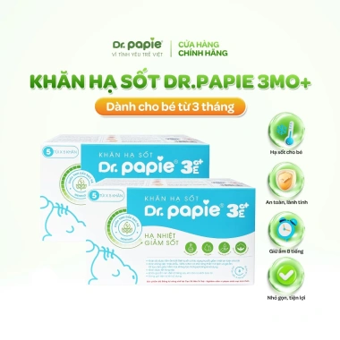 Combo 2 hộp Khăn hạ sốt Dr.Papie 3mo+ - Hạ sốt vật lý Nhi khoa, ngăn ngừa co giật cho bé 3 tháng (25 khăn/hộp) 9 Combo 2 hộp Khăn hạ sốt Dr.Papie 3mo+ - Hạ sốt vật lý Nhi khoa, ngăn ngừa co giật cho bé 3 tháng (25 khăn/hộp) 9