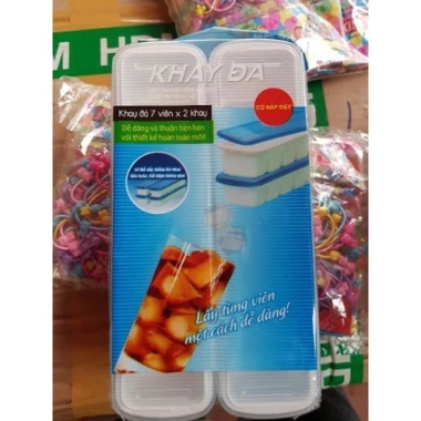 Combo 2 khay đá & khay trữ đông đồ ăn dặm cho bé Song Long 7 viên, nắp đậy, chỉ 19.000 VND