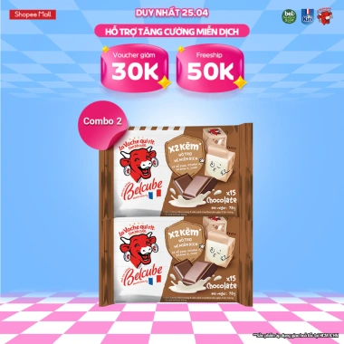 Combo 2 Phô Mai Vuông Belcube Ngọt Vị Socola 78g x 15 - Giá ưu đãi 95.060 VND, giảm sâu