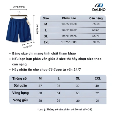 Combo 2 Quần short Thể Thao Nam DALINO Vải Xi Gió Thoáng, 2 Túi - 158.400₫