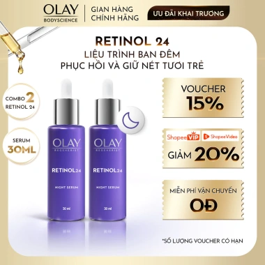 Combo 2 Serum OLAY Retinol 24 - Tái tạo da ban đêm, chống lão hoá 30ml - 898.000₫