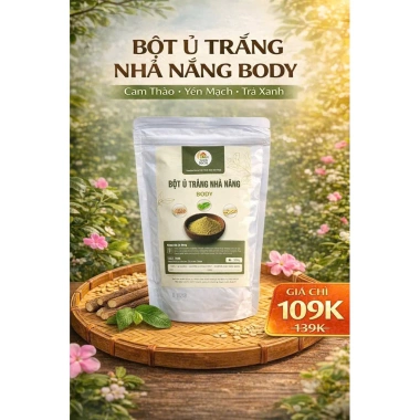 Combo 2 túi bột ủ trắng nhả nắng body + tặng chén gạo dứa và muỗng tiện lợi