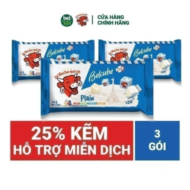 Combo 3 Phô Mai Vuông Belcube Vị Sữa 24C 125g Giá ưu đãi 193.800đ
