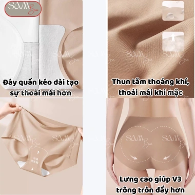 Combo 3 Quần Lót Nữ Su Gân 3D SamBra Siêu Mỏng Không Viền, Đáy Tơ Tằm Kháng Khuẩn QS13 Giá 80.000 VND 2