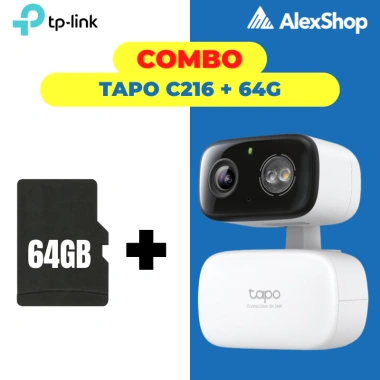 Combo 3M Tapo C216 và Thẻ 64GB - Camera 360 Đàm thoại 2 chiều Ban đêm TP-Link, 937k