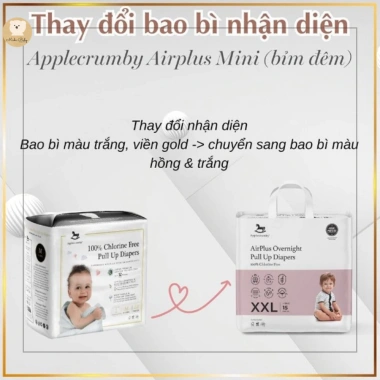 Combo 4 Bịch Bỉm Đêm Mega Mini Applecrumby AirPlus Overnight siêu thấm hút - Giảm 18% chỉ 980.000₫