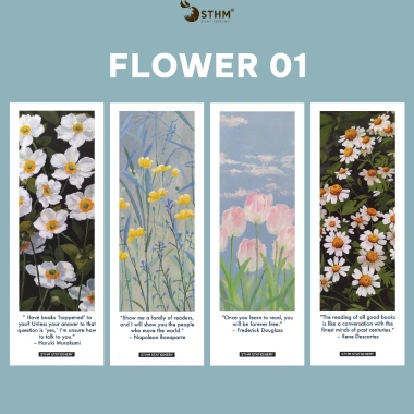 Combo 4 Bookmark Tranh Gouache Cán Màng Mờ Chống Nước 5x14cm Ưu Đãi 21.000 VND