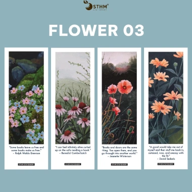Combo 4 Bookmark Tranh Gouache Cán Màng Mờ Chống Nước 5x14cm Ưu Đãi 21.000 VND