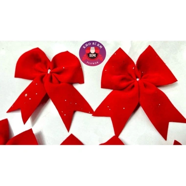 Combo 5-10 Nơ Nhung Đỏ Kim Tuyến 7cm - Trang Trí Noel, Văn Phòng, Giá chỉ 26.000đ 3