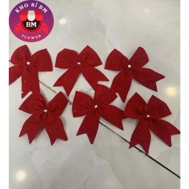 Combo 5-10 Nơ Nhung Đỏ Kim Tuyến 7cm - Trang Trí Noel, Văn Phòng, Giá chỉ 26.000đ 7