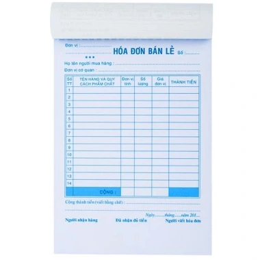 Combo 5 cuốn Hóa đơn bán lẻ khổ 13x19 - 100 tờ, giảm giá 65.000 VND