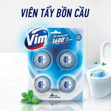 Combo 5 Vỉ Viên Thả Vệ Sinh Bồn Cầu Vim - Sạch Khuẩn, Sáng Bóng 1.600 Lần Xả, 3x180g, Giá 270.000đ