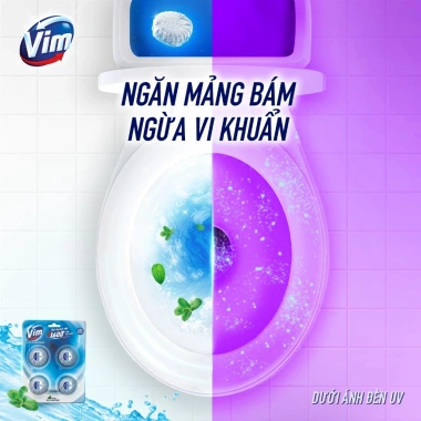 Combo 5 Vỉ Viên Thả Vệ Sinh Bồn Cầu Vim - Sạch Khuẩn, Sáng Bóng 1.600 Lần Xả, 3x180g, Giá 270.000đ