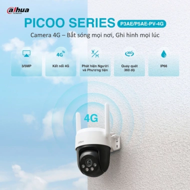 Combo 5M Camera Dahua P5AE 4G, Thẻ 64GB, HKT, Picoo A2 Sim 4G Ngoài Trời - Giá chỉ 1.586.000 VND 4