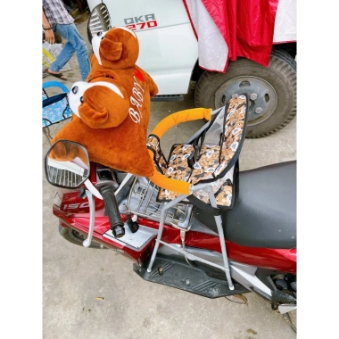 Combo An Toàn - Ghế Ga Xếp Gọn Sắt, Dây Đai 100cm và Gối 2 Đầu Cho Bé Đi Xe Máy