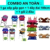 Combo An Toàn - Ghế Ga Xếp Gọn Sắt, Dây Đai 100cm và Gối 2 Đầu Cho Bé Đi Xe Máy 2