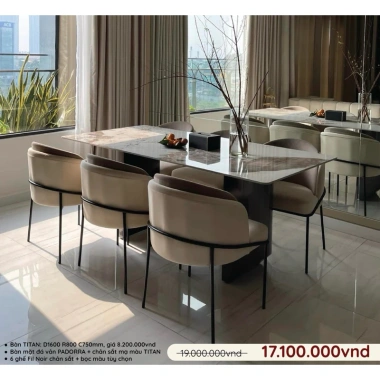Combo Bàn Ăn Mặt Đá Chân Sắt + 6 Ghế - Ưu Đãi 19 Triệu, Hiện Đại 2 Combo Bàn Ăn Mặt Đá Chân Sắt + 6 Ghế - Ưu Đãi 19 Triệu, Hiện Đại 2