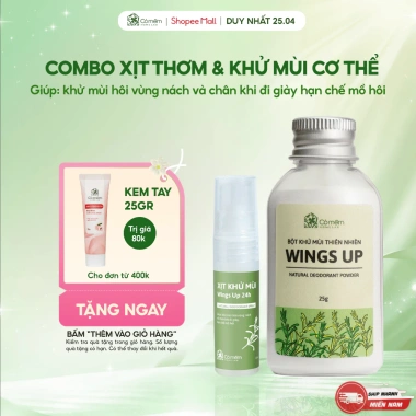 Combo Bột Khử Mùi Wings Up và Xịt Thơm Kháng Khuẩn Cỏ Mềm - Giảm Giá 192k