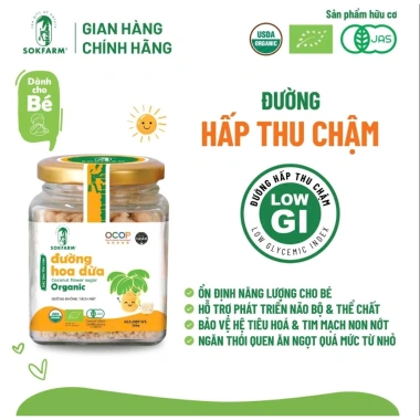 Combo CHO BÉ Đường, Nước Tương, Mật hoa dừa Organic Sokfarm - Chứng nhận USDA, EU, JAS, Giá ưu đãi 106.000 VND