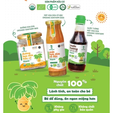 Combo CHO BÉ Nước Tương Đường và Mật Hoa Dừa Organic Sokfarm - An toàn USDA EU JAS Giá chỉ 106.000 VND