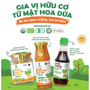 Combo CHO BÉ Nước Tương Đường và Mật Hoa Dừa Organic Sokfarm - An toàn USDA EU JAS Giá chỉ 106.000 VND
