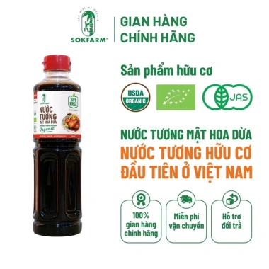 Combo Đường Không Tinh Luyện & Nước Tương Organic Mật Hoa Dừa Sokfarm 500ml - Chỉ 135k