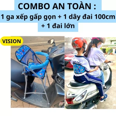 Combo Ghế Ga Xếp An Toàn + Đai Lớn Hoạt Hình + Dây Đai 100cm - Giá 315.000đ