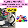 Combo ghế inox cao cấp 1 ghế ga xếp gọn + dây đai 100cm + gối đầu xe máy cho bé - Giá chỉ 360.500 VND