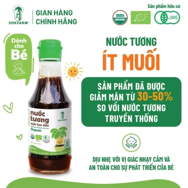 Combo Gia vị Organic cho bé 100% Organic - Mật Hoa Dừa Sokfarm, USDA/EU/JAS, giảm giá 17% còn 106.000₫