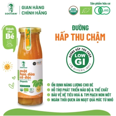 Combo Gia vị Organic cho bé 100% Organic - Mật Hoa Dừa Sokfarm, USDA/EU/JAS, giảm giá 17% còn 106.000₫