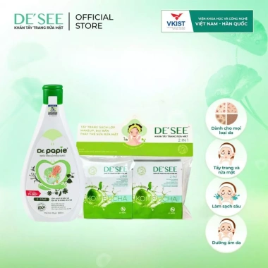 Combo Khăn Tẩy Trang 2in1 Kombucha Dành cho Mẹ Bầu & Sau Sinh, Làm Sạch Da An Toàn Lành Tính