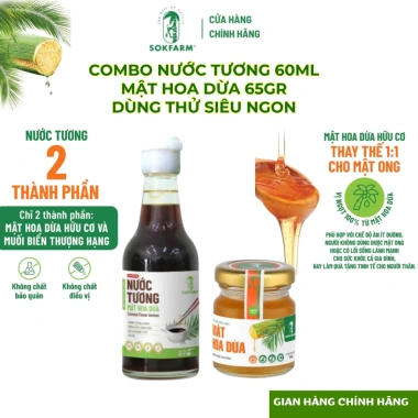 Combo Mini Size Tương & Mật Hoa Dừa Sokfarm Organic USDA EU JAS Giảm giá 55k