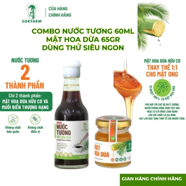 Combo Mini Size Tương & Mật Hoa Dừa Sokfarm Organic USDA EU JAS Giảm giá 55k