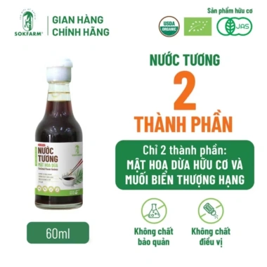 Combo Mini Size Tương & Mật Hoa Dừa Sokfarm Organic USDA EU JAS Giảm giá 55k