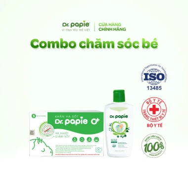 Combo Nước tắm thảo dược Dr.Papie 230ml + Khăn hạ sốt 25 chiếc - 279.000 VND