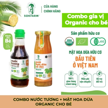 Combo Nước Tương, Đường, Mật Hoa Dừa Sokfarm cho Bé - Chứng Nhận USDA, EU, JAS