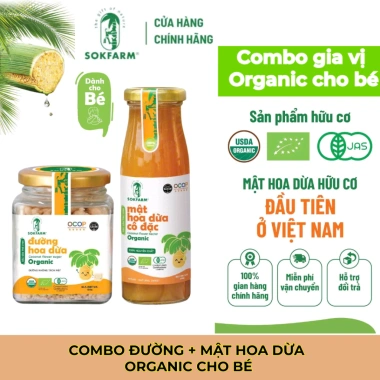 Combo Nước Tương, Đường, Mật Hoa Dừa Sokfarm cho Bé - Chứng Nhận USDA, EU, JAS