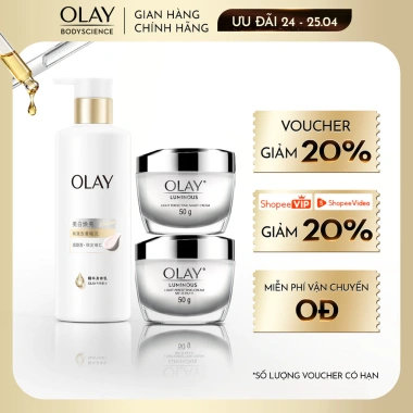 Combo Olay 260g Sữa Dưỡng Thể Sáng Da + Kem Dưỡng Ngày Đêm Luminous 50g - Trắng Da, Mờ Thâm Nám, SPF15 PA++ - 662.900 VND