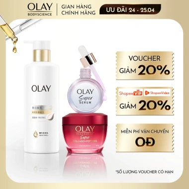 Combo Olay Sáng Da 260g + Super Serum 5in1 30ml + Kem Collagen Peptides 45g - Giá 1.47 triệu