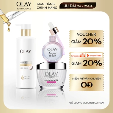 Combo Olay Sáng Da 260g + Super Serum 5in1 30ml + Kem Luminous Niacinamide AHA 50g - Giá ưu đãi 1.371.300₫