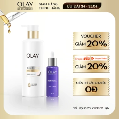 Combo Olay: Sữa dưỡng thể 260g, Serum Retinol 24 Ban Đêm 30ml, Kem Ban Đêm 50g - Chỉ 685.500₫