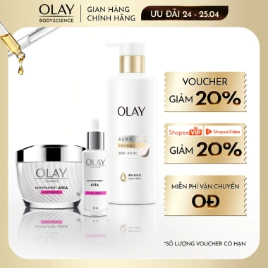 Combo OLAY Sữa Dưỡng Thể + Tinh Chất Luminous Niacin AHA + Kem Dưỡng Niacin AHA - Chỉ 1.042.300đ