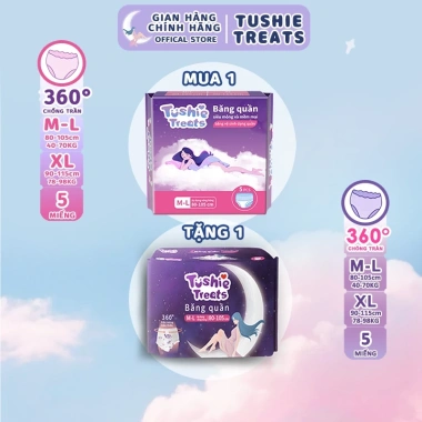 Combo Quần Băng Tushie Treats 5 Cái êm Mềm Không Cộm Không Lộ Viền Size M/L-XL-2XL Giá Ưu Đãi 81.500₫